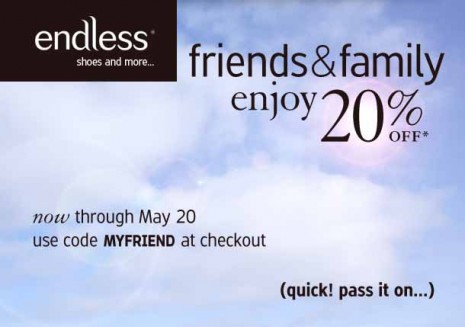 endless coupon code, endless promotional code, endless friends and family, endless sale, shoes, bags, accessories