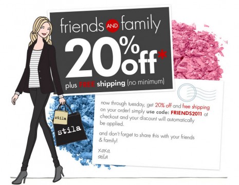 stila fall 2011 friends and family promo code